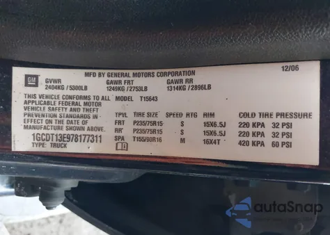 2007 Chevrolet Colorado Lt z USA, uszkodzony, nr VIN 1GCDT13E978177311